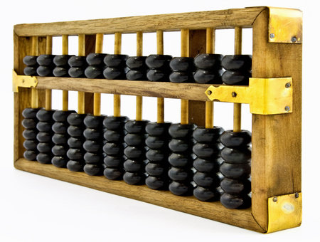 old Chinese abacus on whit background
