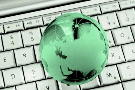 green world on laptopの写真素材