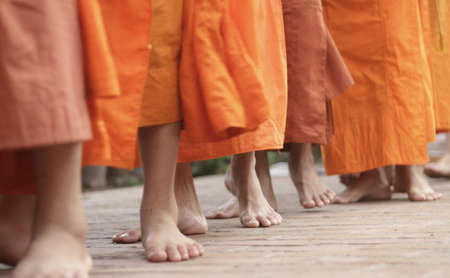 monks walking の写真素材