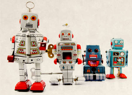 retro robot groupの写真素材