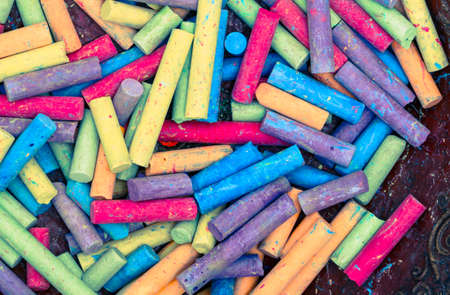 macro of lots of chalkの写真素材