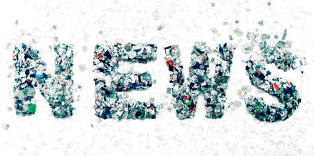 the worrd NEWS mad with cut up newspaperの写真素材