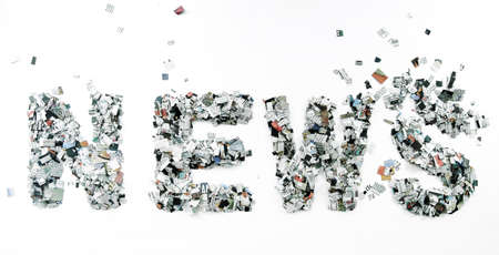 the worrd NEWS mad with cut up newspaperの写真素材