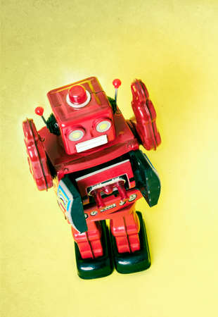 retro robot toy close upの写真素材