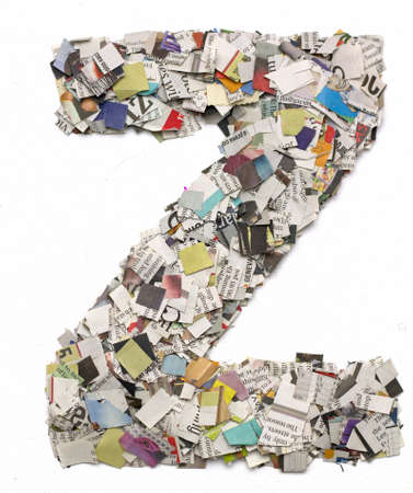 The letter   Z   made from newspaper confettiの写真素材