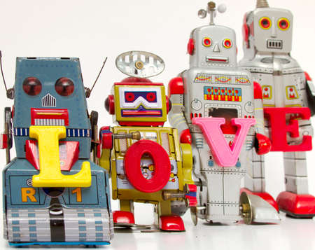 robot toys say the word loveの写真素材