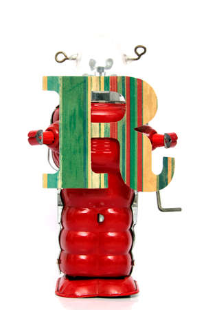retro robot with the letter  Rの写真素材