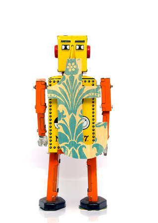 retro robot with the letter  tの写真素材