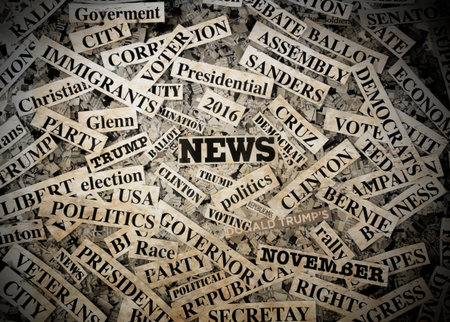 Polatics montage and newspaperの写真素材