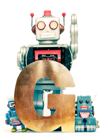 G is for Gold  with vintage robotsの写真素材