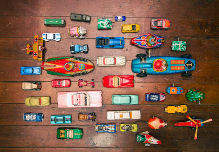 a large collection   of vintage tin toysの写真素材