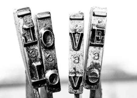 the word  love made from old typewriter textの写真素材
