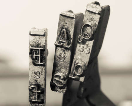 FAQ wit old typwriter hammersの写真素材
