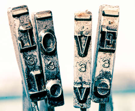 the word  love  made  from old typewriter textの写真素材
