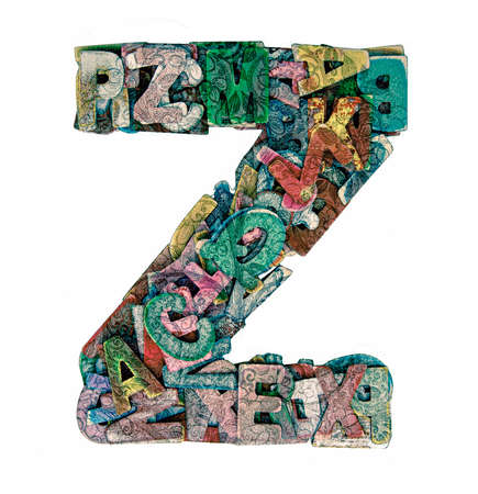 lots of small wooden letters to make up the letter ,Zの写真素材
