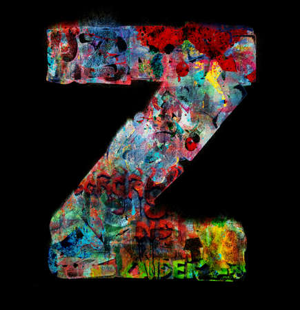 lots of small wooden letters to make up the letter ,Zの写真素材