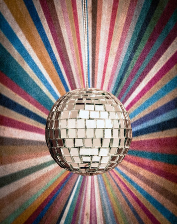 Mirror ball retro background  toned image 
