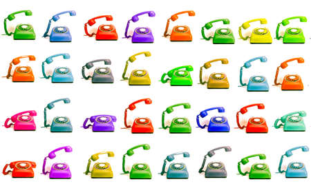 lots of color phones ringing  of the hookの写真素材