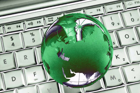 green world on laptop abstract  from aboveの写真素材