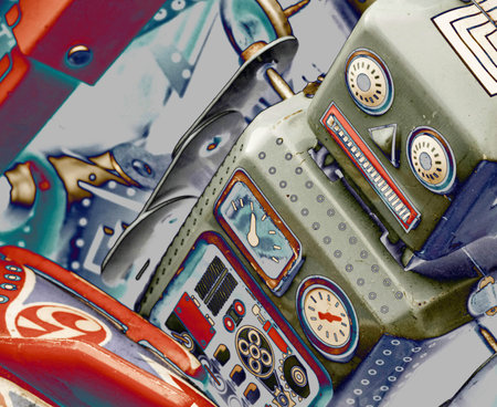 surrealistic robot toy   with a grim expreshion macro image