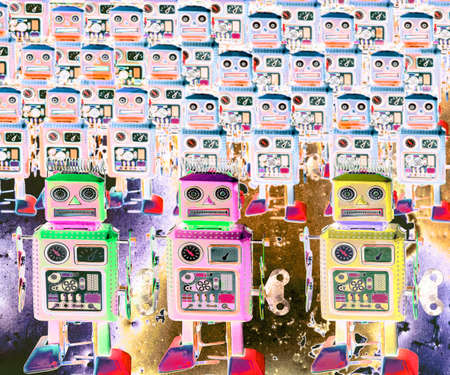 surrealistic robot toys  Marching forward  abstract imageの写真素材
