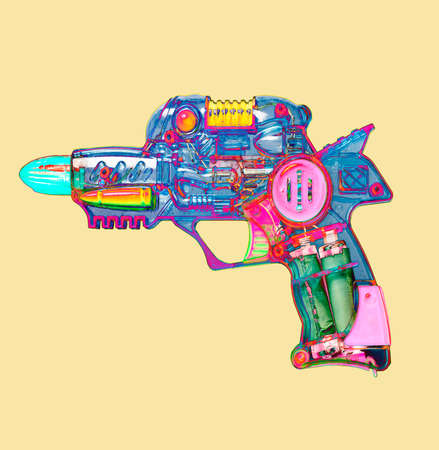 retro ray gun  toy bright color pop artの写真素材