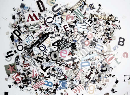 Lots of random words and letters shot from aboveの写真素材