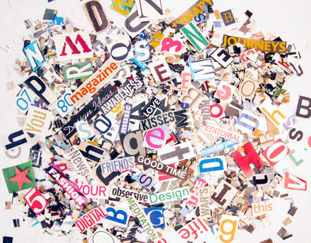 Lots of random words and letters shot from aboveの写真素材