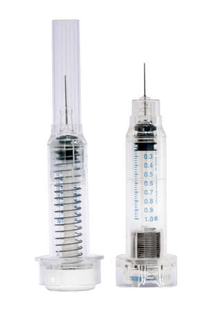 two medical needels isolated on whiteの写真素材