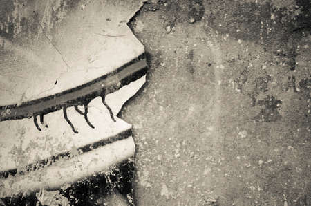 old wall texture  monochrome plaster falling offの写真素材