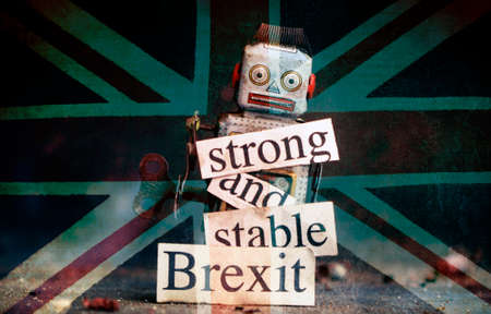 Brexit fail concept with retro  robotの写真素材