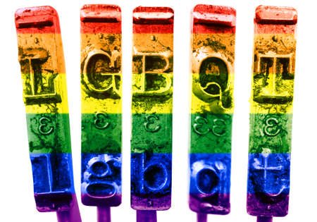 LGBQT letters with old typewriter hammers and rainbow colorsの写真素材