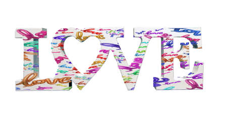 the word LOVE covered in love isolatedの写真素材