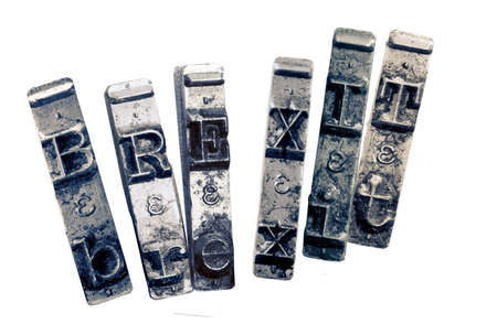 the word   BREXIT  with old typwriter keys  monochrome isolatedの写真素材