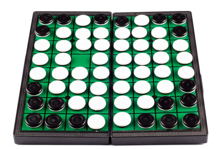 Black and White Othello Flips into hearth shape  on White Background Isolated