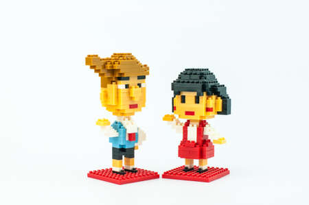 BANGKOK, THAILAND - MAY 12, 2017 :  CHIBI MARUKO CHAN Micro Blocks in Isolated White Background Micro Blocks in Isolated White Backgroundのeditorial素材