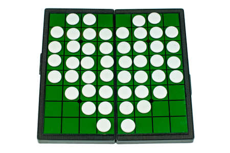 White Heart Shaped Circle on Green Grid Game Board Isolatedの写真素材