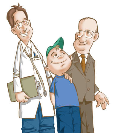 Doctor, boy and grand fatherの写真素材