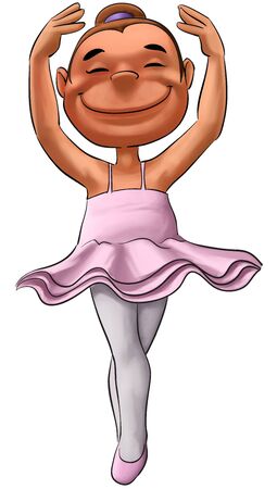 young and happy ballerina smiling while dancingの写真素材