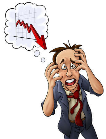 this businessman got crazy because his business is going downの写真素材
