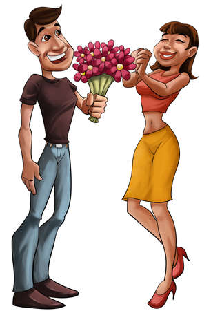 happy couple date in the valentine dayの写真素材