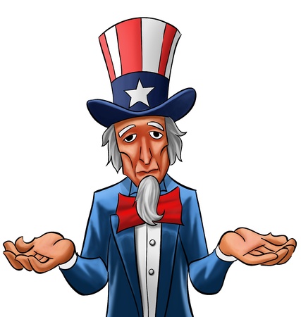 Uncle sam painted, he looks not so happyの写真素材
