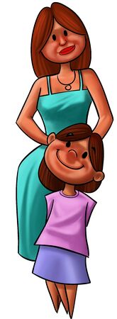 mom and her daughter smiling and happyの写真素材