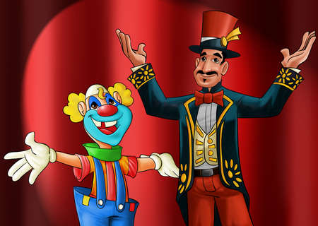 entertainer and a clown smiling to start the showの写真素材