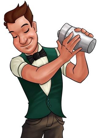 barman making a drink, he is shaking the cupの写真素材