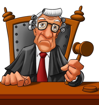 old judge looking very serious almost to going a get a vere dictの写真素材