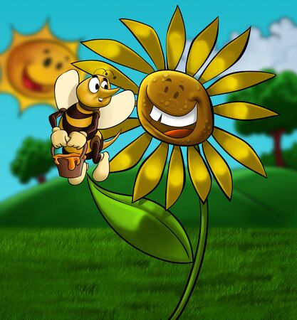 happy big flower smilingの写真素材