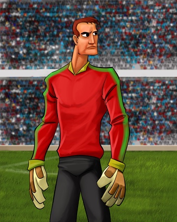 goal keeper on the field ready to playの写真素材