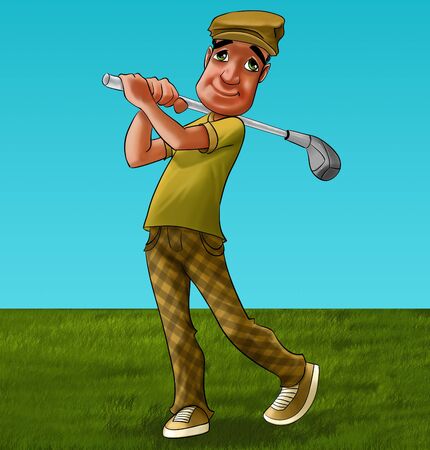 golf player in the field he has characteristic clothesの写真素材