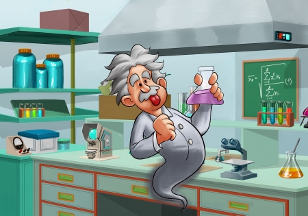 lab with a mad scientistの写真素材